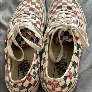 Red, white, and blue Checkered Vans size 8 in women’s